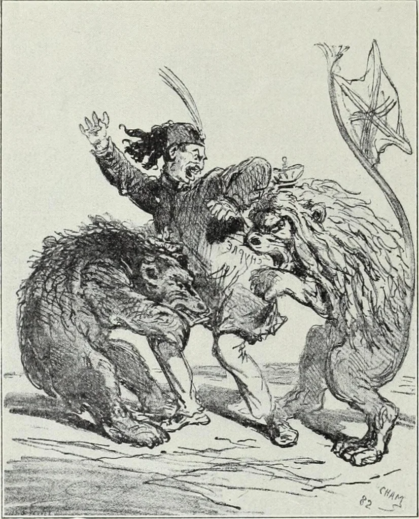 An illustration from Europas Fürsten im Sittenspiegel der Karikatur, mit 468 Textillustrationen und 72 farbigen Kunstblättern nach seltenen und amüsanten Karikaturen, aus allen Ländern und Zeitepochen, 1908, leaf 466