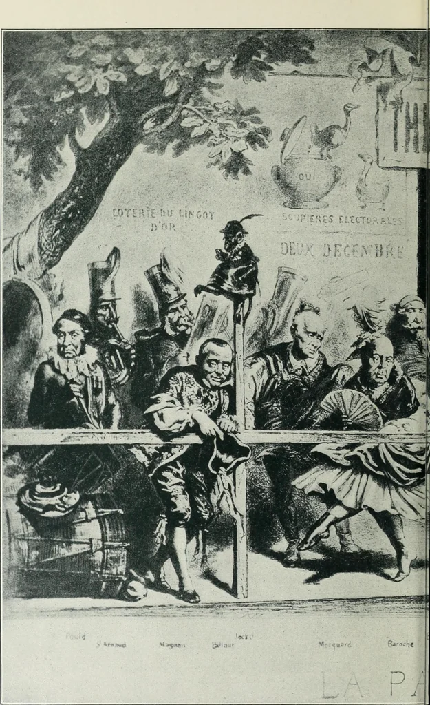 An illustration from Europas Fürsten im Sittenspiegel der Karikatur, mit 468 Textillustrationen und 72 farbigen Kunstblättern nach seltenen und amüsanten Karikaturen, aus allen Ländern und Zeitepochen, 1908, leaf 474