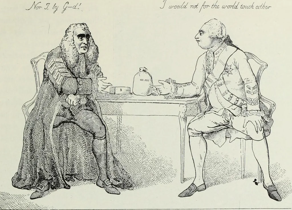 An illustration from Europas Fürsten im Sittenspiegel der Karikatur, mit 468 Textillustrationen und 72 farbigen Kunstblättern nach seltenen und amüsanten Karikaturen, aus allen Ländern und Zeitepochen, 1908, leaf 483