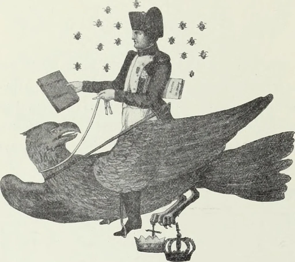 An illustration from Europas Fürsten im Sittenspiegel der Karikatur, mit 468 Textillustrationen und 72 farbigen Kunstblättern nach seltenen und amüsanten Karikaturen, aus allen Ländern und Zeitepochen, 1908, leaf 490