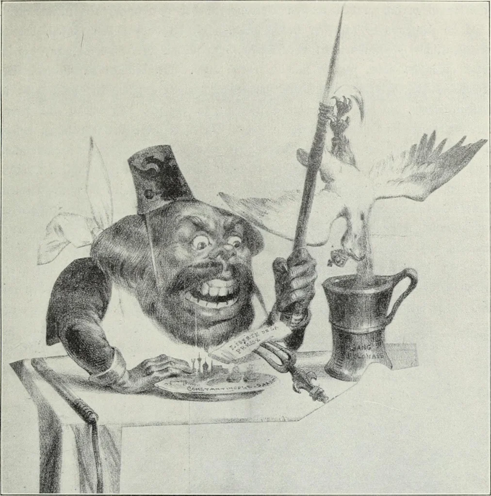 An illustration from Europas Fürsten im Sittenspiegel der Karikatur, mit 468 Textillustrationen und 72 farbigen Kunstblättern nach seltenen und amüsanten Karikaturen, aus allen Ländern und Zeitepochen, 1908, leaf 501