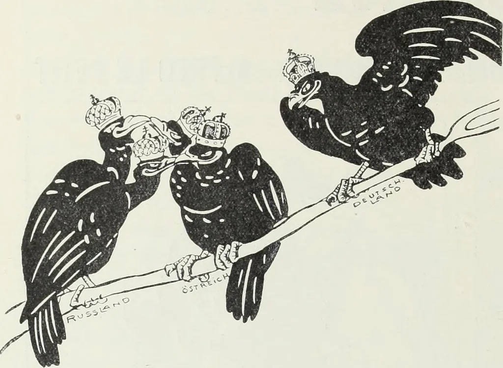 An illustration from Europas Fürsten im Sittenspiegel der Karikatur, mit 468 Textillustrationen und 72 farbigen Kunstblättern nach seltenen und amüsanten Karikaturen, aus allen Ländern und Zeitepochen, 1908, leaf 504