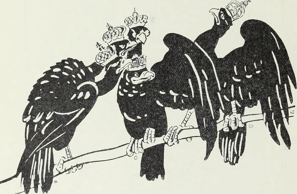 An illustration from Europas Fürsten im Sittenspiegel der Karikatur, mit 468 Textillustrationen und 72 farbigen Kunstblättern nach seltenen und amüsanten Karikaturen, aus allen Ländern und Zeitepochen, 1908, leaf 504
