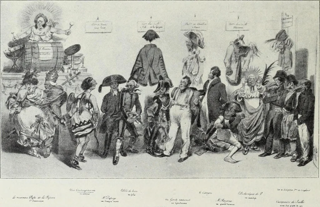 An illustration from Europas Fürsten im Sittenspiegel der Karikatur, mit 468 Textillustrationen und 72 farbigen Kunstblättern nach seltenen und amüsanten Karikaturen, aus allen Ländern und Zeitepochen, 1908, leaf 52