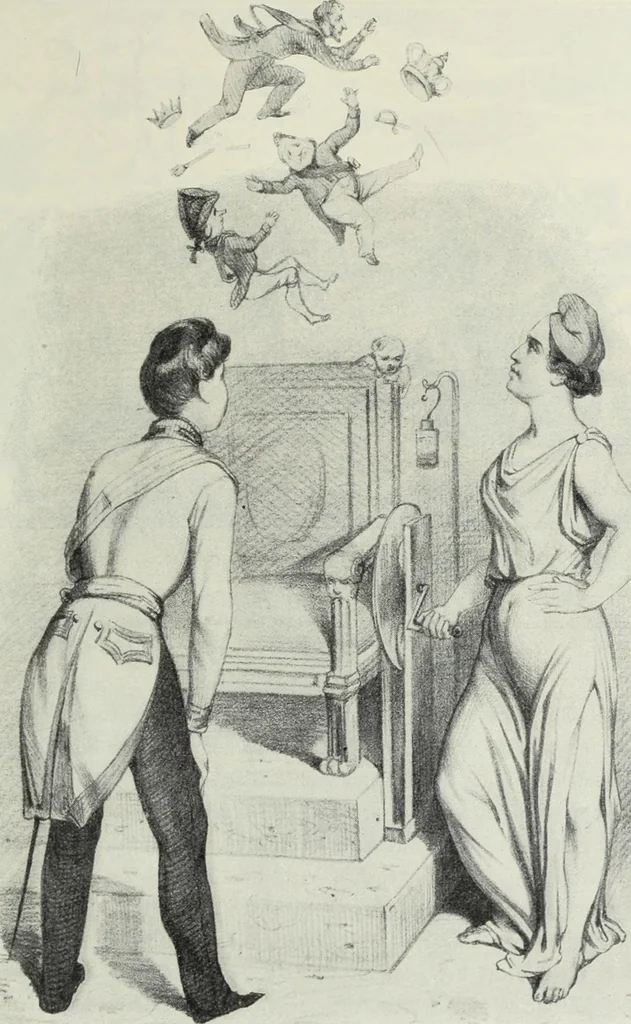 An illustration from Europas Fürsten im Sittenspiegel der Karikatur, mit 468 Textillustrationen und 72 farbigen Kunstblättern nach seltenen und amüsanten Karikaturen, aus allen Ländern und Zeitepochen, 1908, leaf 529