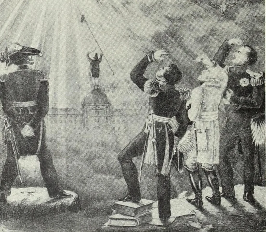 An illustration from Europas Fürsten im Sittenspiegel der Karikatur, mit 468 Textillustrationen und 72 farbigen Kunstblättern nach seltenen und amüsanten Karikaturen, aus allen Ländern und Zeitepochen, 1908, leaf 532