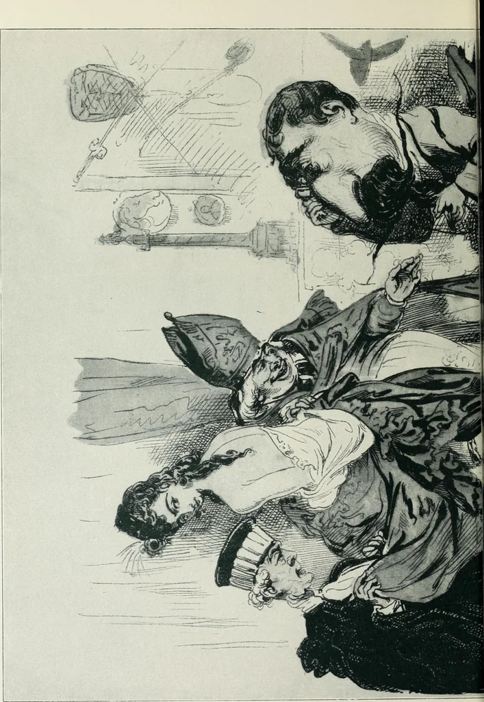 An illustration from Europas Fürsten im Sittenspiegel der Karikatur, mit 468 Textillustrationen und 72 farbigen Kunstblättern nach seltenen und amüsanten Karikaturen, aus allen Ländern und Zeitepochen, 1908, leaf 534