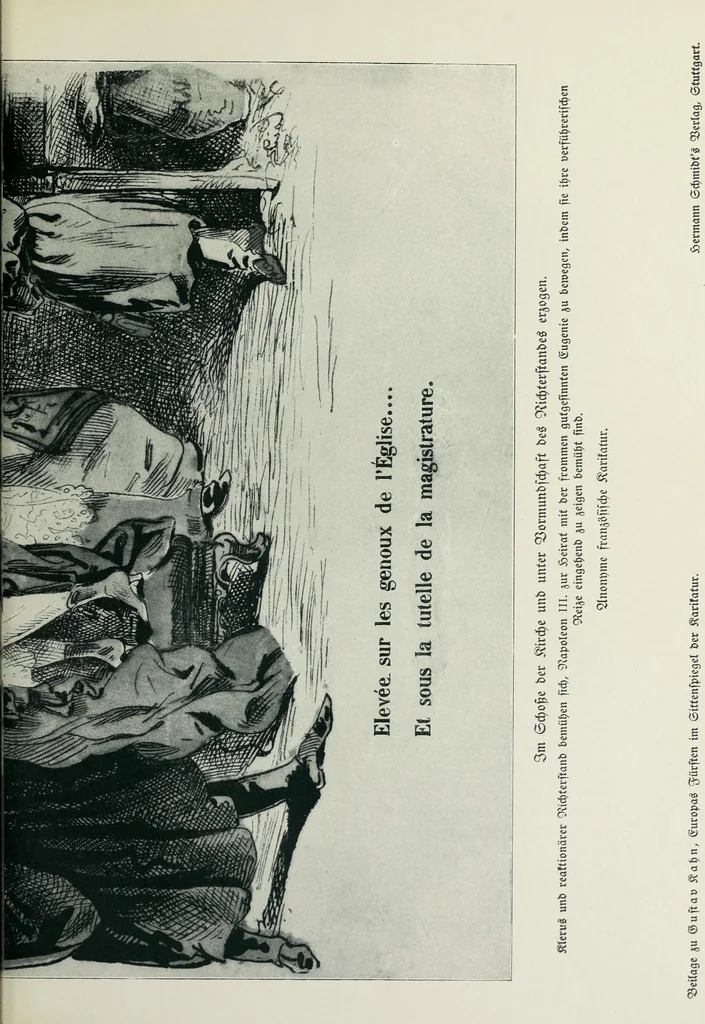 An illustration from Europas Fürsten im Sittenspiegel der Karikatur, mit 468 Textillustrationen und 72 farbigen Kunstblättern nach seltenen und amüsanten Karikaturen, aus allen Ländern und Zeitepochen, 1908, leaf 535