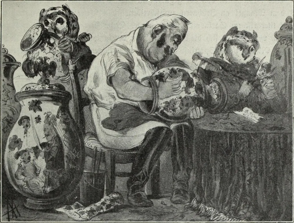 An illustration from Europas Fürsten im Sittenspiegel der Karikatur, mit 468 Textillustrationen und 72 farbigen Kunstblättern nach seltenen und amüsanten Karikaturen, aus allen Ländern und Zeitepochen, 1908, leaf 539