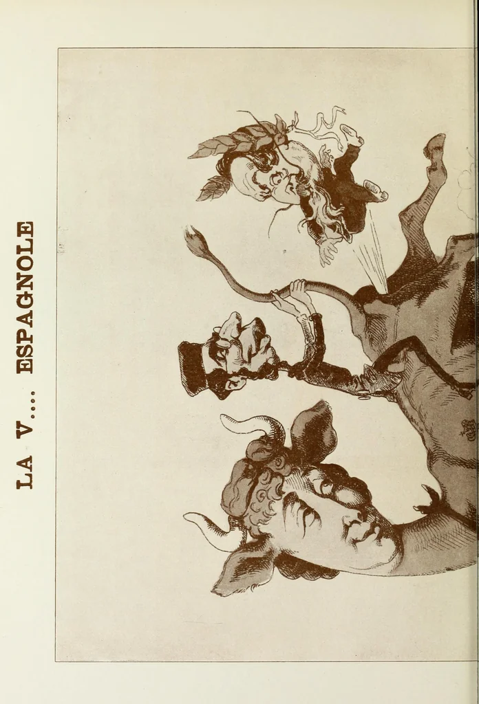 An illustration from Europas Fürsten im Sittenspiegel der Karikatur, mit 468 Textillustrationen und 72 farbigen Kunstblättern nach seltenen und amüsanten Karikaturen, aus allen Ländern und Zeitepochen, 1908, leaf 558