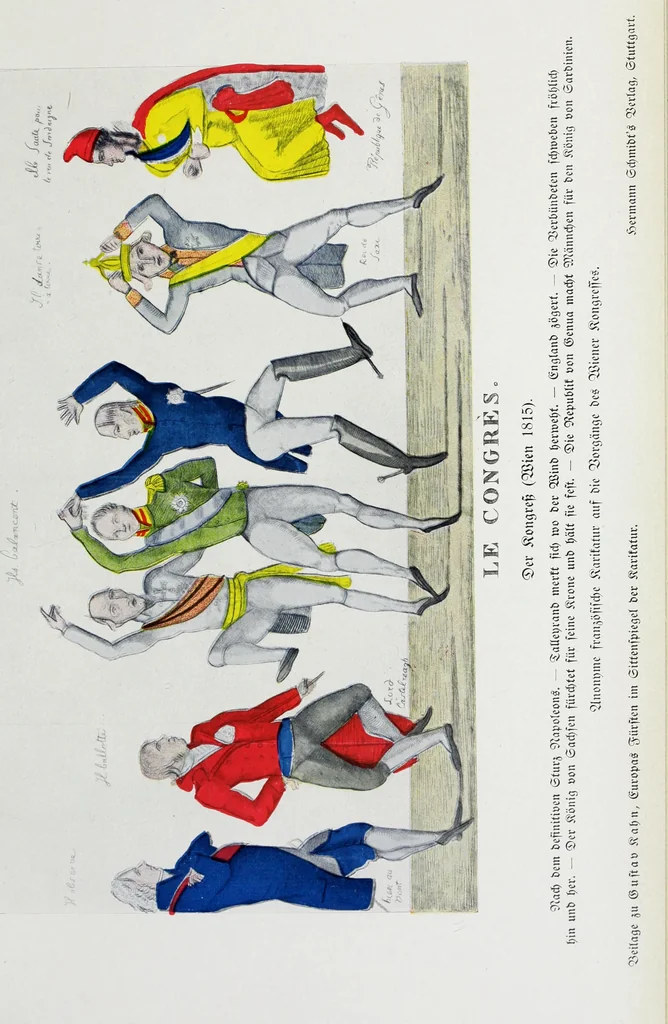 An illustration from Europas Fürsten im Sittenspiegel der Karikatur, mit 468 Textillustrationen und 72 farbigen Kunstblättern nach seltenen und amüsanten Karikaturen, aus allen Ländern und Zeitepochen, 1908, leaf 579