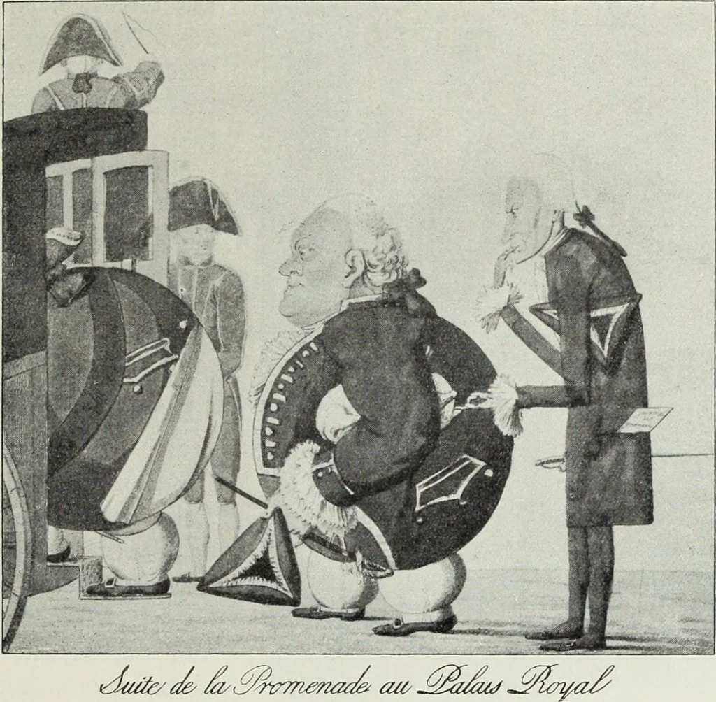 An illustration from Europas Fürsten im Sittenspiegel der Karikatur, mit 468 Textillustrationen und 72 farbigen Kunstblättern nach seltenen und amüsanten Karikaturen, aus allen Ländern und Zeitepochen, 1908, leaf 581