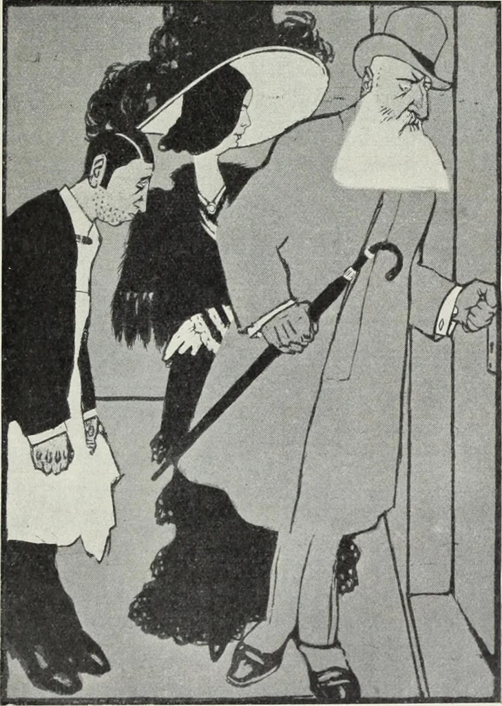 An illustration from Europas Fürsten im Sittenspiegel der Karikatur, mit 468 Textillustrationen und 72 farbigen Kunstblättern nach seltenen und amüsanten Karikaturen, aus allen Ländern und Zeitepochen, 1908, leaf 583