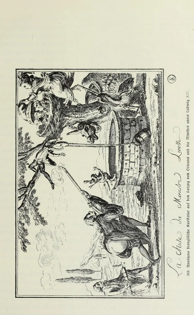 An illustration from Europas Fürsten im Sittenspiegel der Karikatur, mit 468 Textillustrationen und 72 farbigen Kunstblättern nach seltenen und amüsanten Karikaturen, aus allen Ländern und Zeitepochen, 1908, leaf 585