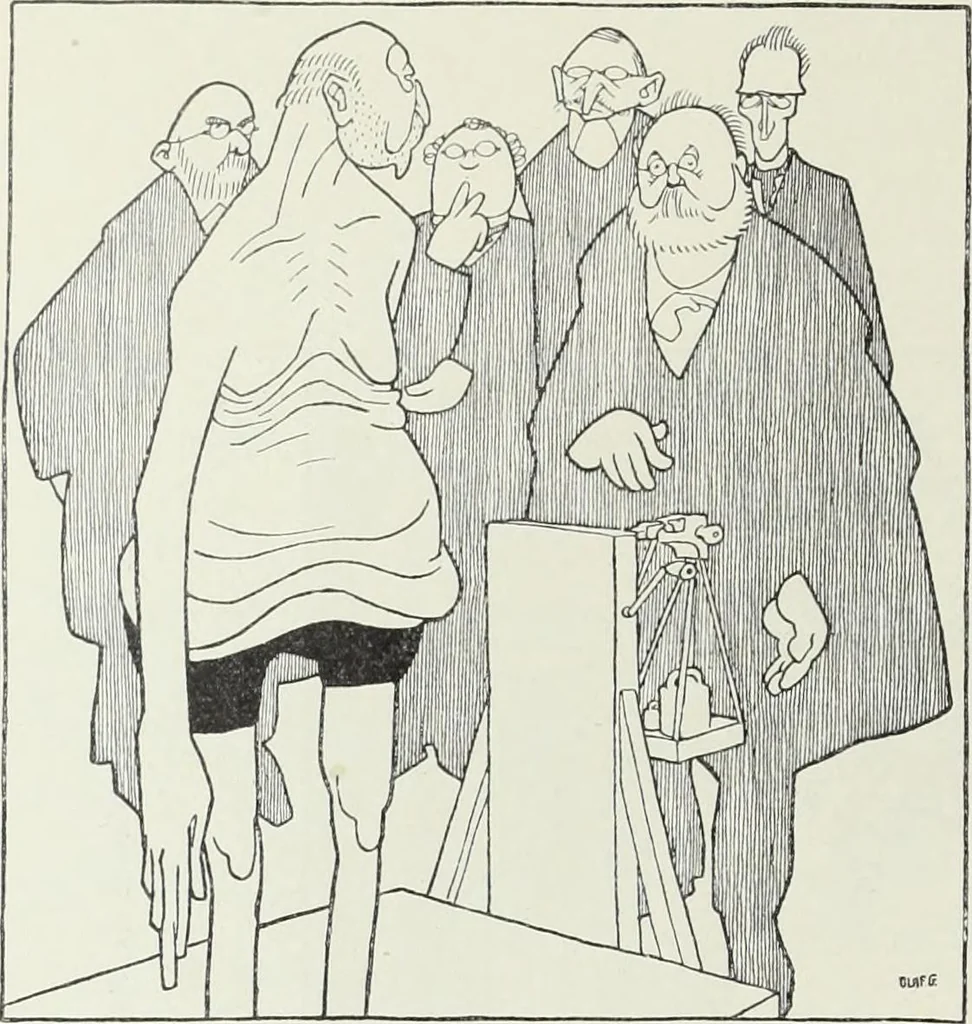 An illustration from Europas Fürsten im Sittenspiegel der Karikatur, mit 468 Textillustrationen und 72 farbigen Kunstblättern nach seltenen und amüsanten Karikaturen, aus allen Ländern und Zeitepochen, 1908, leaf 586