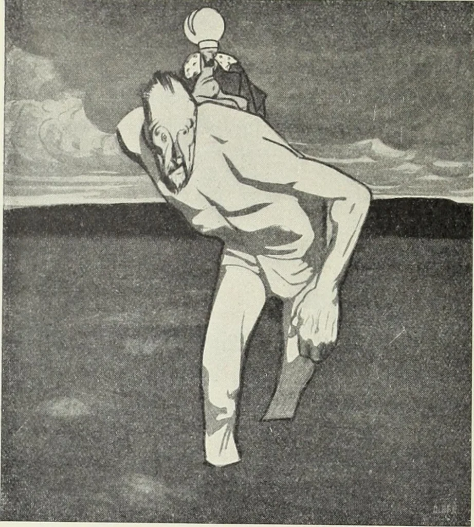 An illustration from Europas Fürsten im Sittenspiegel der Karikatur, mit 468 Textillustrationen und 72 farbigen Kunstblättern nach seltenen und amüsanten Karikaturen, aus allen Ländern und Zeitepochen, 1908, leaf 588