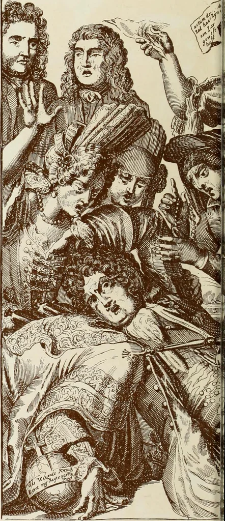 An illustration from Europas Fürsten im Sittenspiegel der Karikatur, mit 468 Textillustrationen und 72 farbigen Kunstblättern nach seltenen und amüsanten Karikaturen, aus allen Ländern und Zeitepochen, 1908, leaf 590
