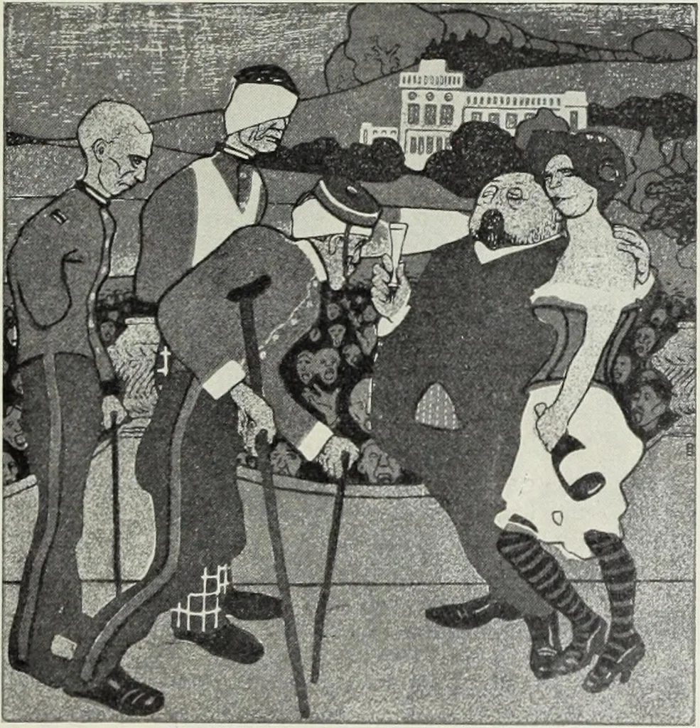 An illustration from Europas Fürsten im Sittenspiegel der Karikatur, mit 468 Textillustrationen und 72 farbigen Kunstblättern nach seltenen und amüsanten Karikaturen, aus allen Ländern und Zeitepochen, 1908, leaf 593