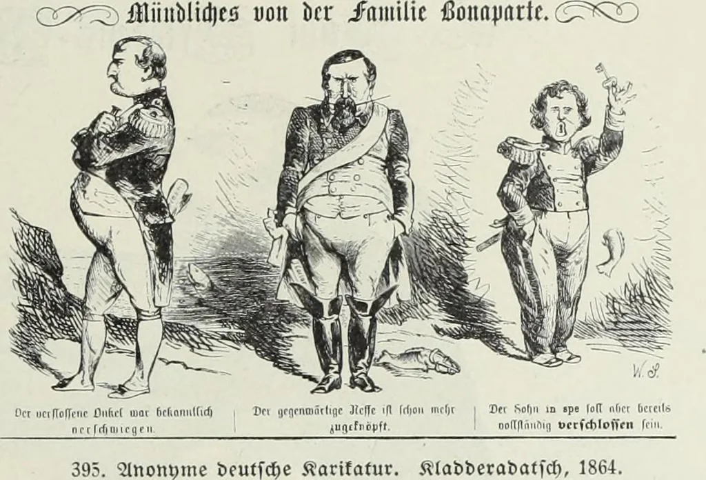 An illustration from Europas Fürsten im Sittenspiegel der Karikatur, mit 468 Textillustrationen und 72 farbigen Kunstblättern nach seltenen und amüsanten Karikaturen, aus allen Ländern und Zeitepochen, 1908, leaf 595