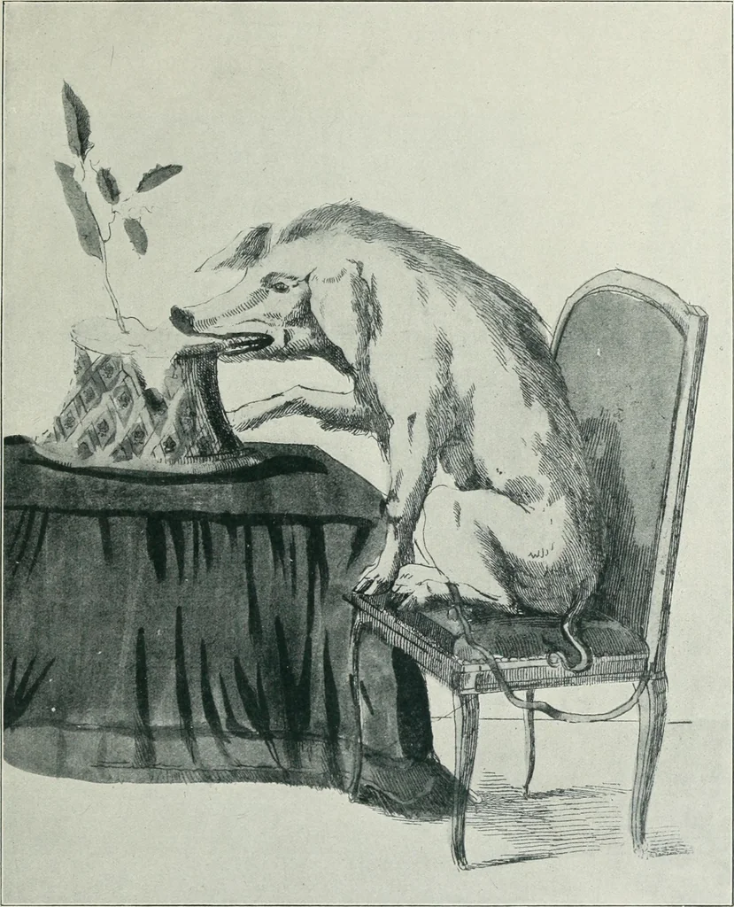 An illustration from Europas Fürsten im Sittenspiegel der Karikatur, mit 468 Textillustrationen und 72 farbigen Kunstblättern nach seltenen und amüsanten Karikaturen, aus allen Ländern und Zeitepochen, 1908, leaf 597