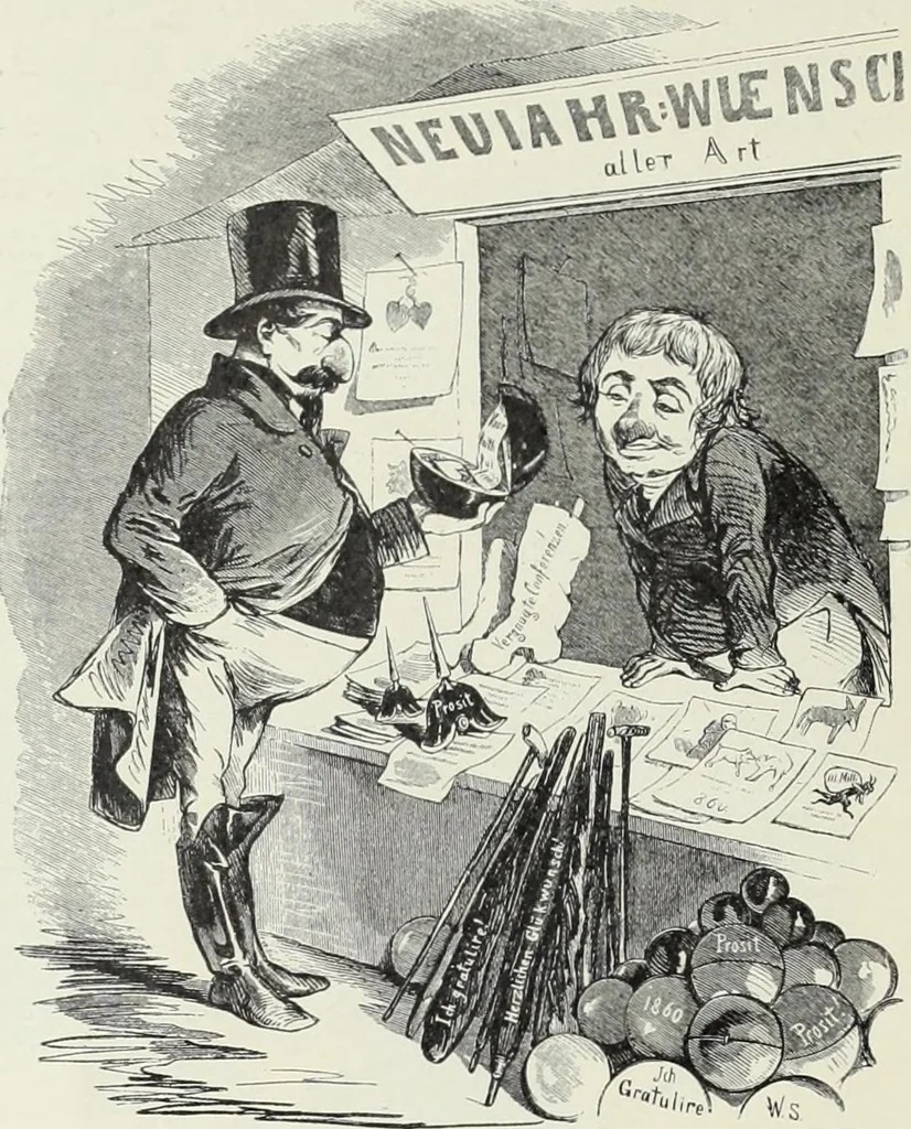 An illustration from Europas Fürsten im Sittenspiegel der Karikatur, mit 468 Textillustrationen und 72 farbigen Kunstblättern nach seltenen und amüsanten Karikaturen, aus allen Ländern und Zeitepochen, 1908, leaf 602