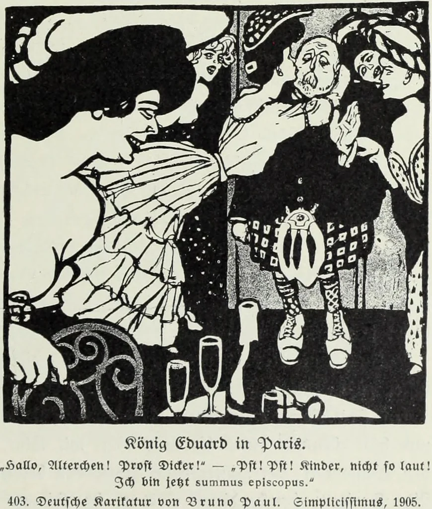 An illustration from Europas Fürsten im Sittenspiegel der Karikatur, mit 468 Textillustrationen und 72 farbigen Kunstblättern nach seltenen und amüsanten Karikaturen, aus allen Ländern und Zeitepochen, 1908, leaf 609