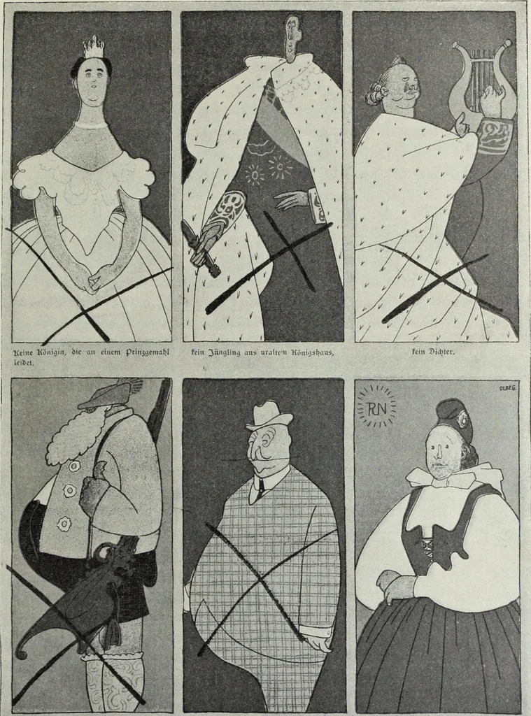 An illustration from Europas Fürsten im Sittenspiegel der Karikatur, mit 468 Textillustrationen und 72 farbigen Kunstblättern nach seltenen und amüsanten Karikaturen, aus allen Ländern und Zeitepochen, 1908, leaf 611