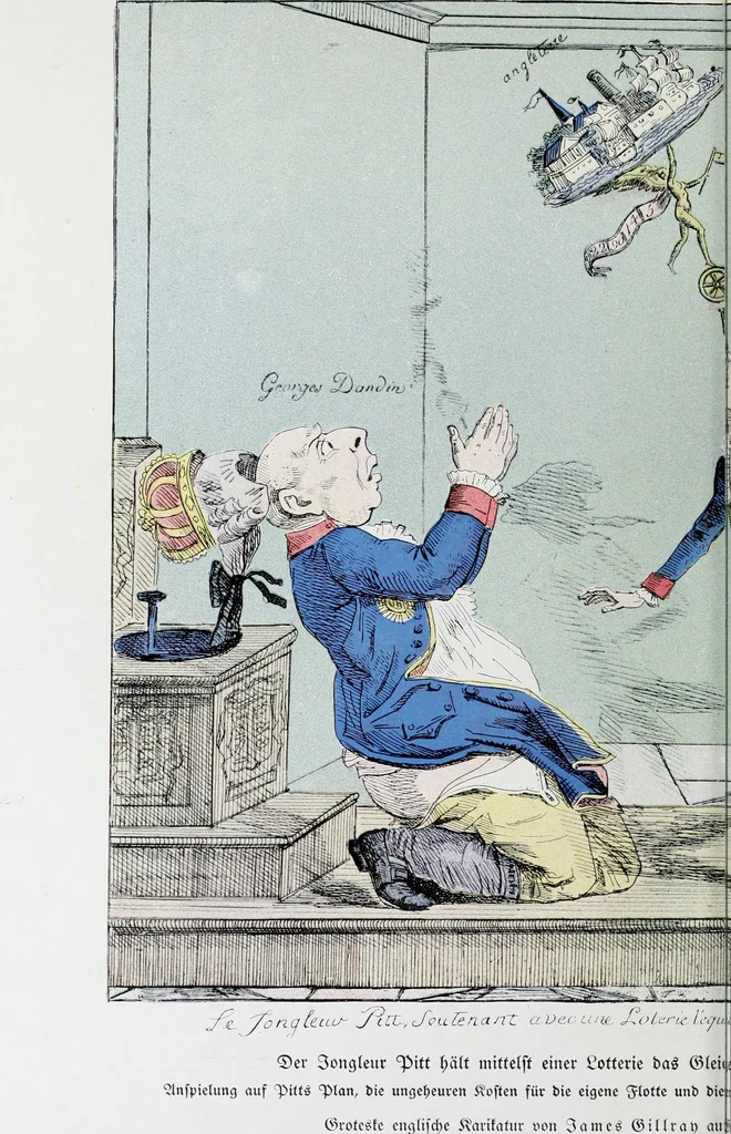 An illustration from Europas Fürsten im Sittenspiegel der Karikatur, mit 468 Textillustrationen und 72 farbigen Kunstblättern nach seltenen und amüsanten Karikaturen, aus allen Ländern und Zeitepochen, 1908, leaf 616