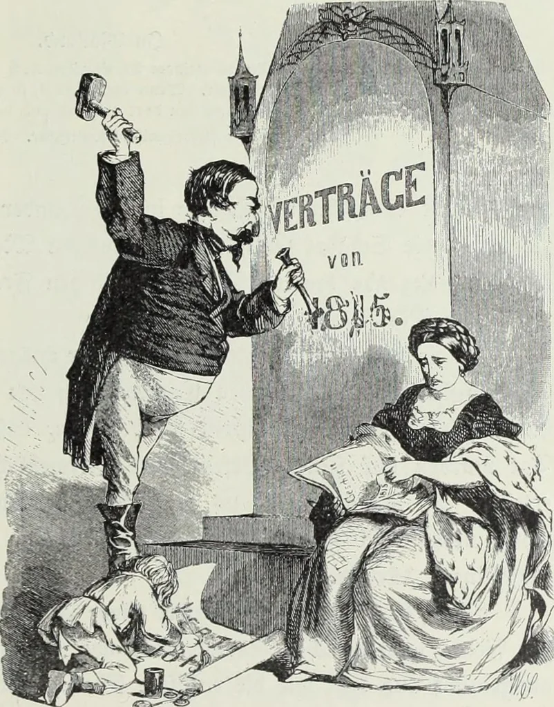 An illustration from Europas Fürsten im Sittenspiegel der Karikatur, mit 468 Textillustrationen und 72 farbigen Kunstblättern nach seltenen und amüsanten Karikaturen, aus allen Ländern und Zeitepochen, 1908, leaf 619