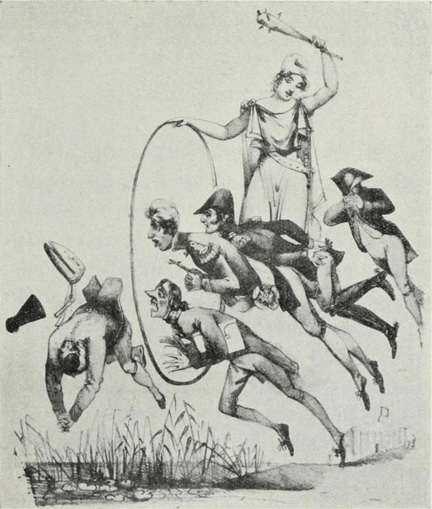 An illustration from Europas Fürsten im Sittenspiegel der Karikatur, mit 468 Textillustrationen und 72 farbigen Kunstblättern nach seltenen und amüsanten Karikaturen, aus allen Ländern und Zeitepochen, 1908, leaf 631