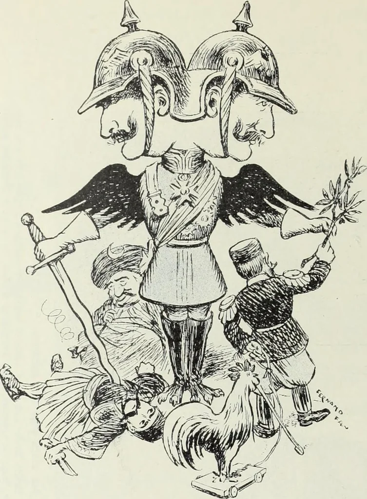 An illustration from Europas Fürsten im Sittenspiegel der Karikatur, mit 468 Textillustrationen und 72 farbigen Kunstblättern nach seltenen und amüsanten Karikaturen, aus allen Ländern und Zeitepochen, 1908, leaf 636