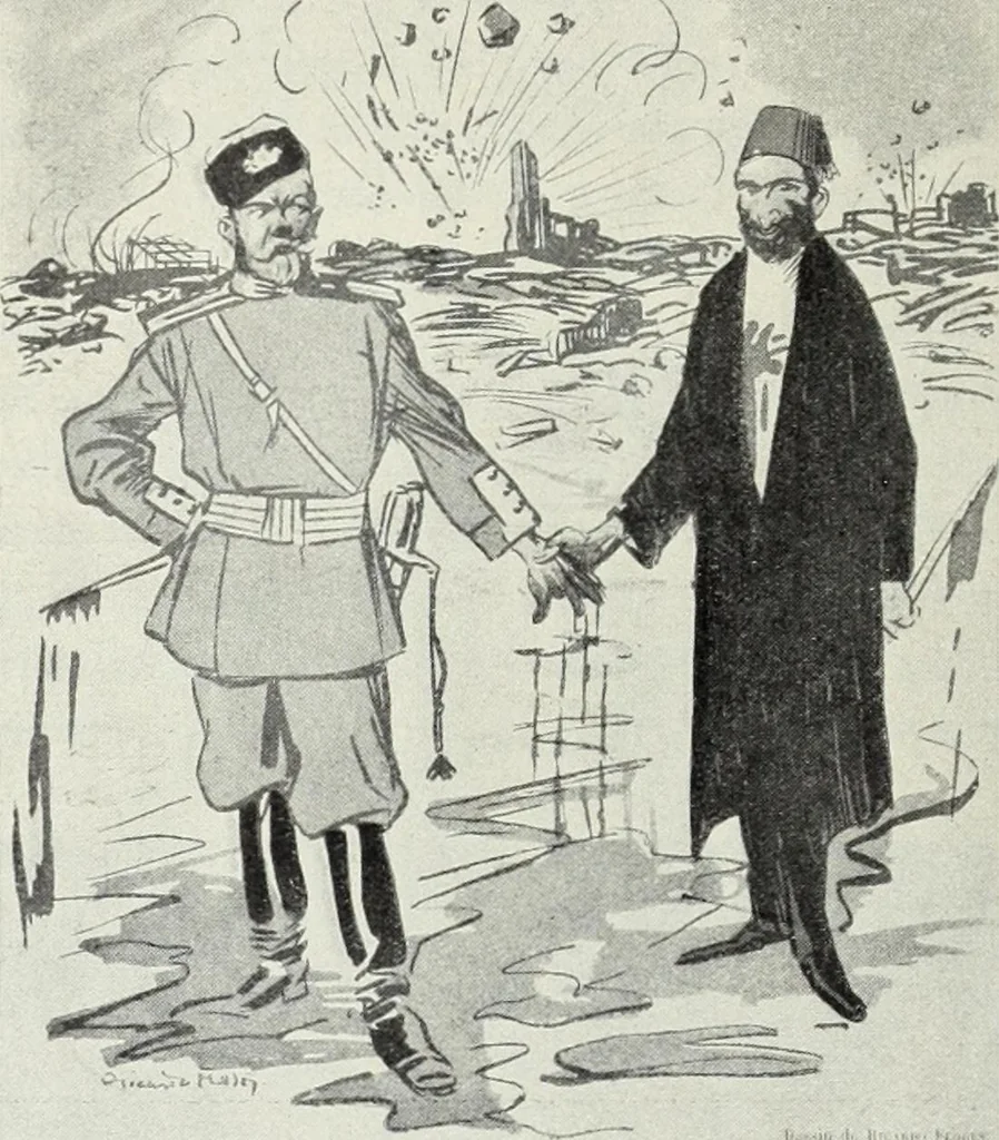 An illustration from Europas Fürsten im Sittenspiegel der Karikatur, mit 468 Textillustrationen und 72 farbigen Kunstblättern nach seltenen und amüsanten Karikaturen, aus allen Ländern und Zeitepochen, 1908, leaf 638