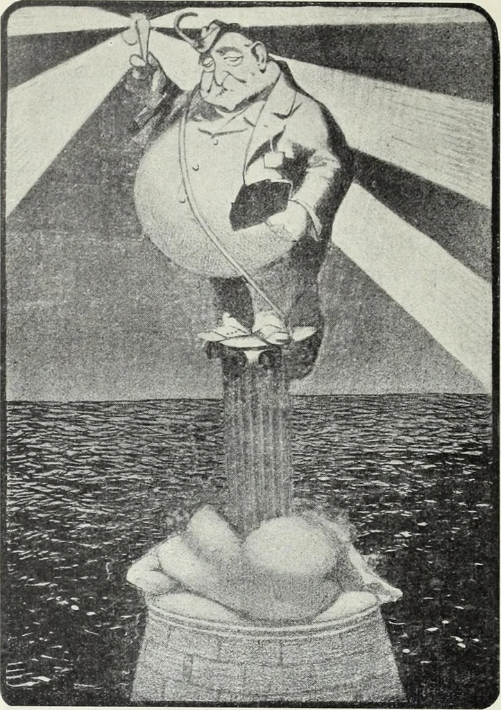 An illustration from Europas Fürsten im Sittenspiegel der Karikatur, mit 468 Textillustrationen und 72 farbigen Kunstblättern nach seltenen und amüsanten Karikaturen, aus allen Ländern und Zeitepochen, 1908, leaf 670