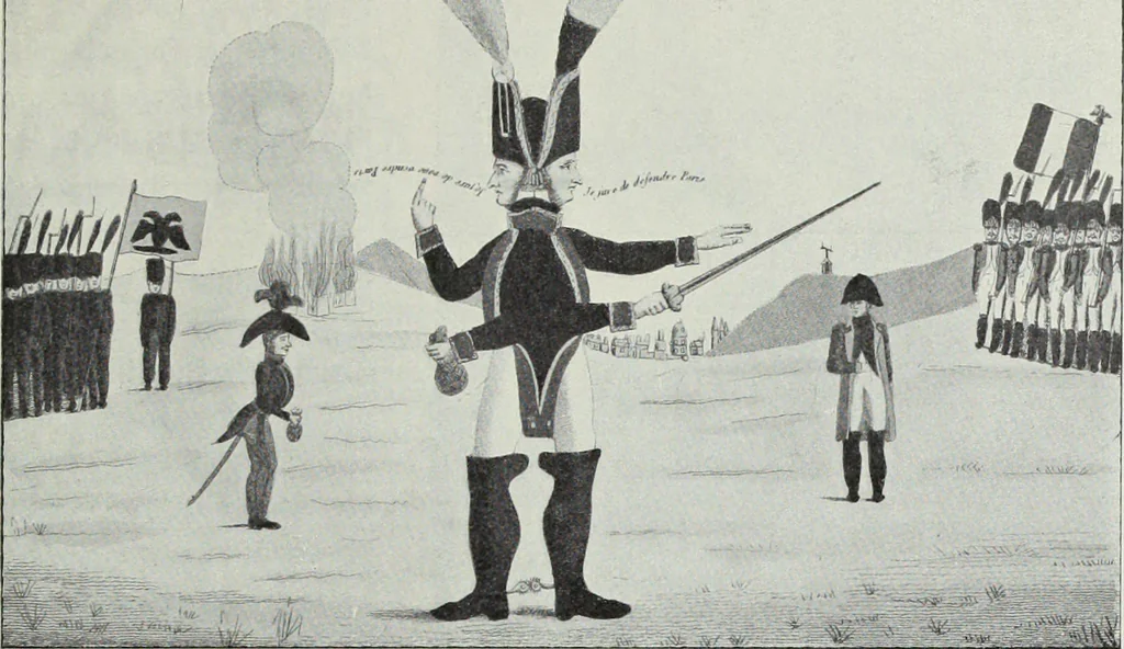 An illustration from Europas Fürsten im Sittenspiegel der Karikatur, mit 468 Textillustrationen und 72 farbigen Kunstblättern nach seltenen und amüsanten Karikaturen, aus allen Ländern und Zeitepochen, 1908, leaf 671