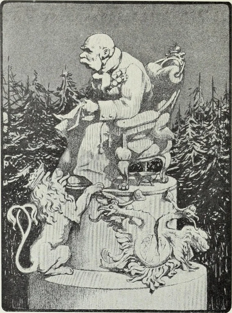 An illustration from Europas Fürsten im Sittenspiegel der Karikatur, mit 468 Textillustrationen und 72 farbigen Kunstblättern nach seltenen und amüsanten Karikaturen, aus allen Ländern und Zeitepochen, 1908, leaf 674