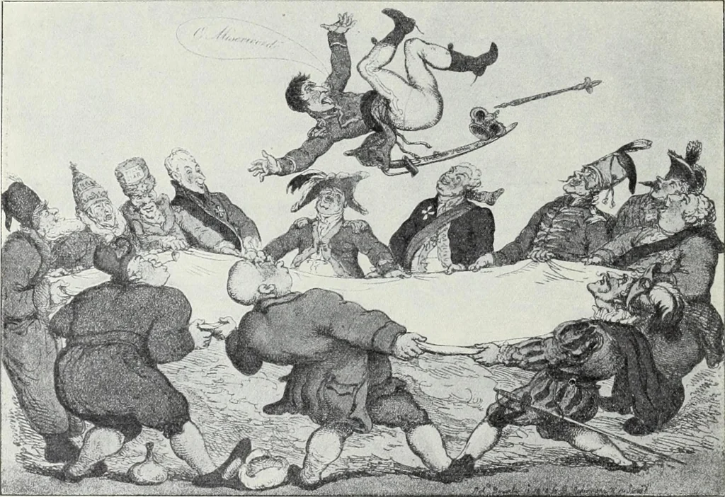 An illustration from Europas Fürsten im Sittenspiegel der Karikatur, mit 468 Textillustrationen und 72 farbigen Kunstblättern nach seltenen und amüsanten Karikaturen, aus allen Ländern und Zeitepochen, 1908, leaf 68