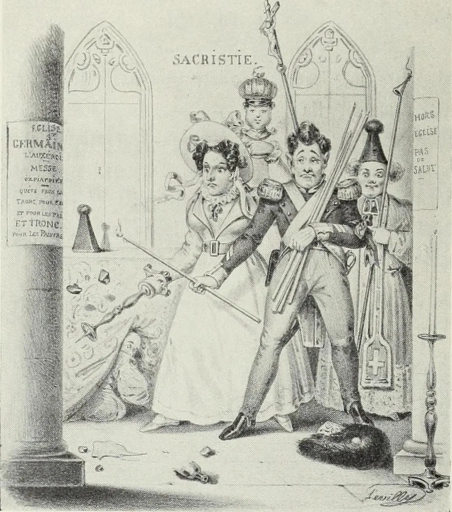 An illustration from Europas Fürsten im Sittenspiegel der Karikatur, mit 468 Textillustrationen und 72 farbigen Kunstblättern nach seltenen und amüsanten Karikaturen, aus allen Ländern und Zeitepochen, 1908, leaf 688