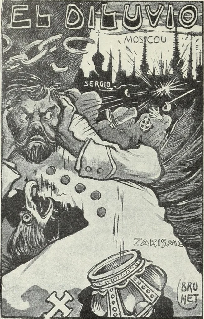 An illustration from Europas Fürsten im Sittenspiegel der Karikatur, mit 468 Textillustrationen und 72 farbigen Kunstblättern nach seltenen und amüsanten Karikaturen, aus allen Ländern und Zeitepochen, 1908, leaf 694