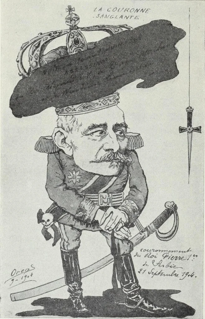 An illustration from Europas Fürsten im Sittenspiegel der Karikatur, mit 468 Textillustrationen und 72 farbigen Kunstblättern nach seltenen und amüsanten Karikaturen, aus allen Ländern und Zeitepochen, 1908, leaf 70