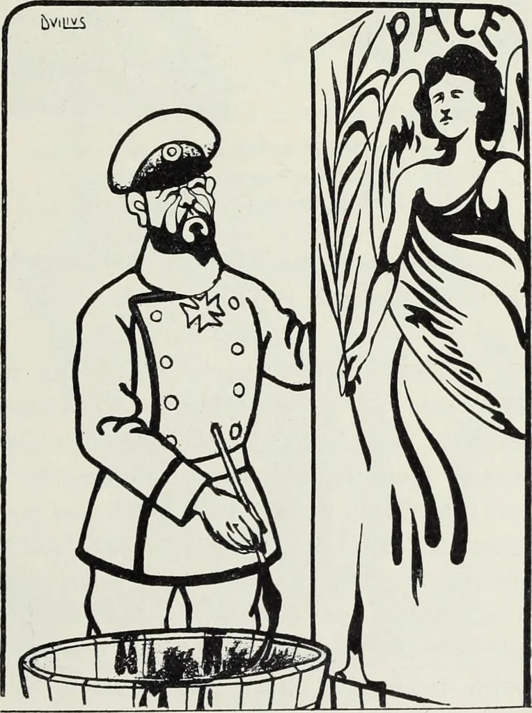 An illustration from Europas Fürsten im Sittenspiegel der Karikatur, mit 468 Textillustrationen und 72 farbigen Kunstblättern nach seltenen und amüsanten Karikaturen, aus allen Ländern und Zeitepochen, 1908, leaf 709