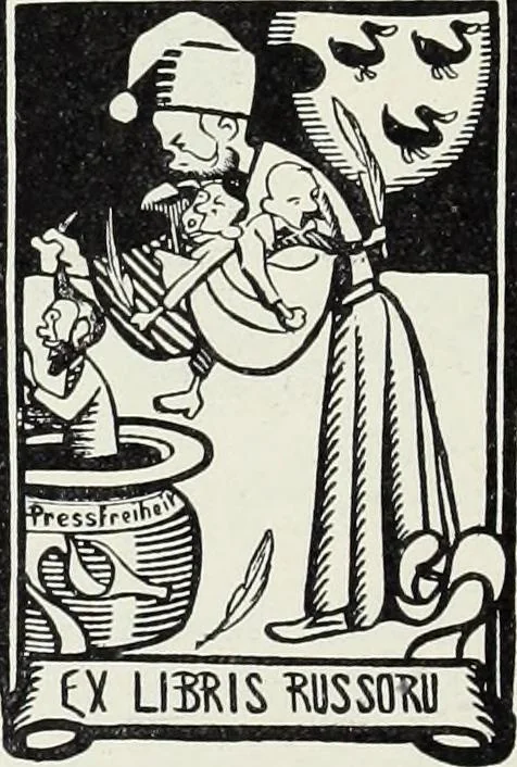 An illustration from Europas Fürsten im Sittenspiegel der Karikatur, mit 468 Textillustrationen und 72 farbigen Kunstblättern nach seltenen und amüsanten Karikaturen, aus allen Ländern und Zeitepochen, 1908, leaf 712
