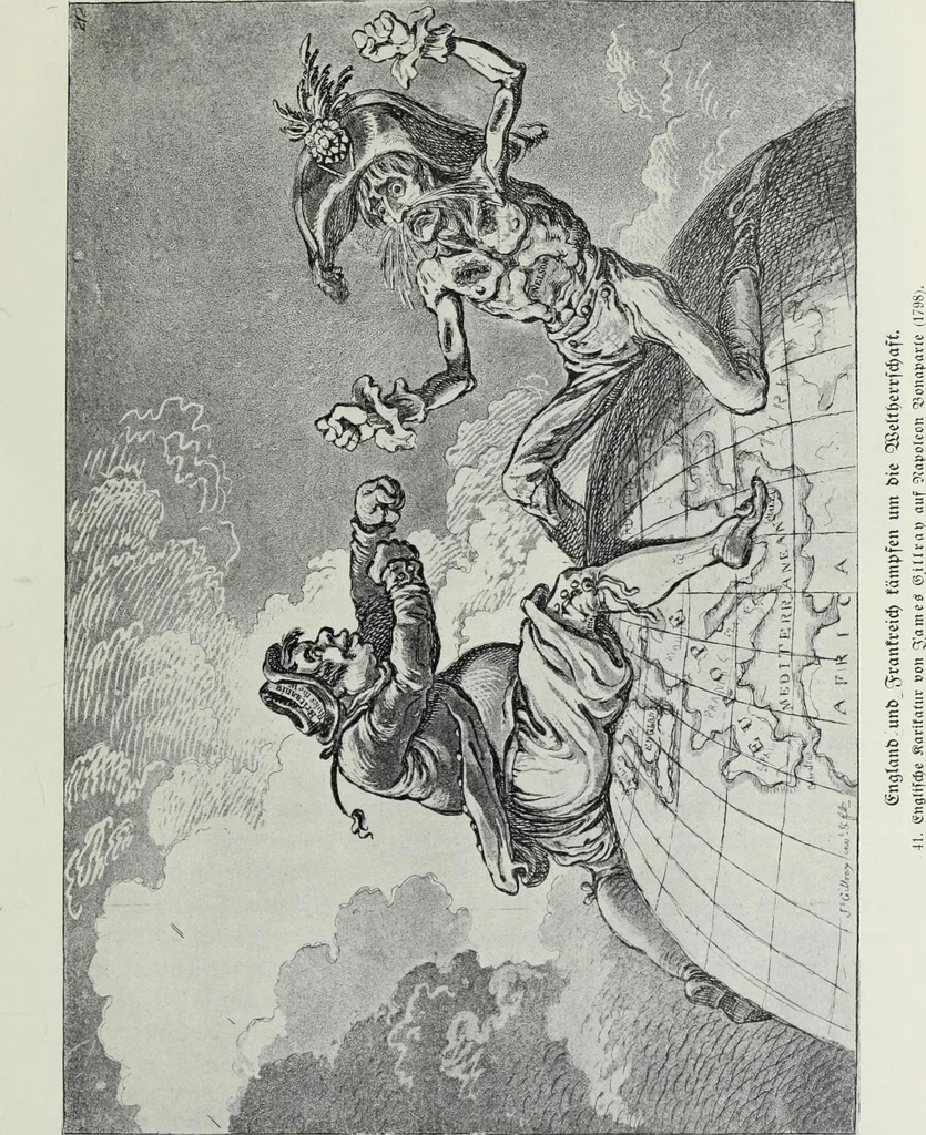 An illustration from Europas Fürsten im Sittenspiegel der Karikatur, mit 468 Textillustrationen und 72 farbigen Kunstblättern nach seltenen und amüsanten Karikaturen, aus allen Ländern und Zeitepochen, 1908, leaf 75