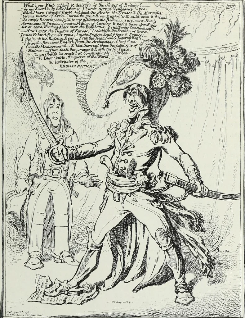 An illustration from Europas Fürsten im Sittenspiegel der Karikatur, mit 468 Textillustrationen und 72 farbigen Kunstblättern nach seltenen und amüsanten Karikaturen, aus allen Ländern und Zeitepochen, 1908, leaf 77