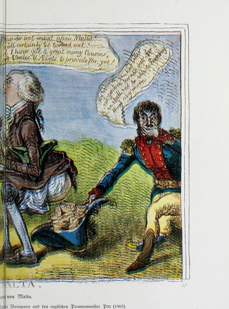 An illustration from Europas Fürsten im Sittenspiegel der Karikatur, mit 468 Textillustrationen und 72 farbigen Kunstblättern nach seltenen und amüsanten Karikaturen, aus allen Ländern und Zeitepochen, 1908, leaf 85