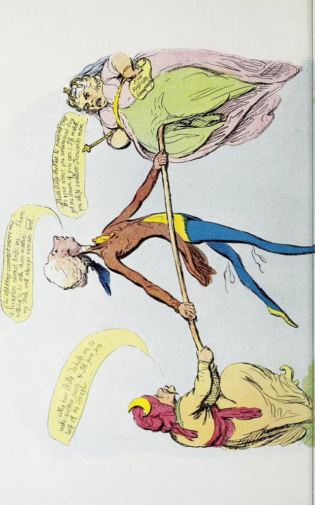 An illustration from Europas Fürsten im Sittenspiegel der Karikatur, mit 468 Textillustrationen und 72 farbigen Kunstblättern nach seltenen und amüsanten Karikaturen, aus allen Ländern und Zeitepochen, 1908, leaf 96