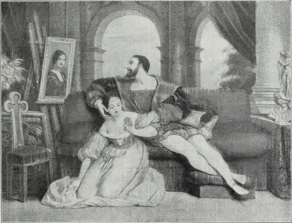 An illustration from Europas Fürsten im Sittenspiegel der Karikatur, mit 468 Textillustrationen und 72 farbigen Kunstblättern nach seltenen und amüsanten Karikaturen, aus allen Ländern und Zeitepochen, 1908, leaf 99