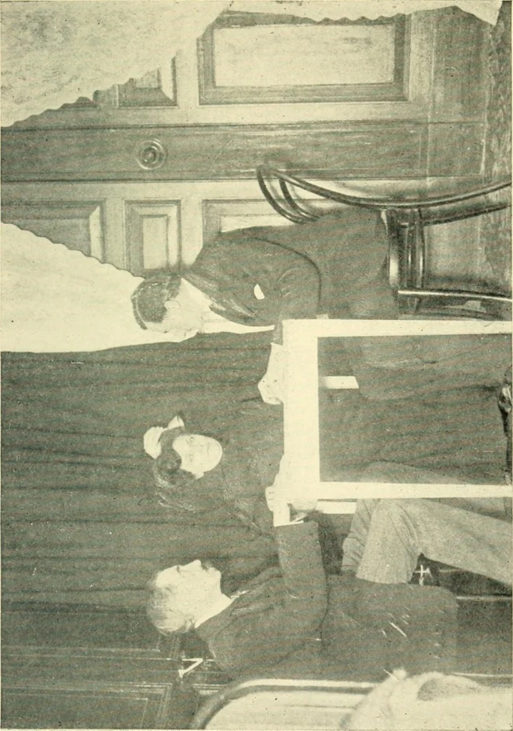 An illustration from Eusapia Palladino and her phenomena, 1909, leaf 125