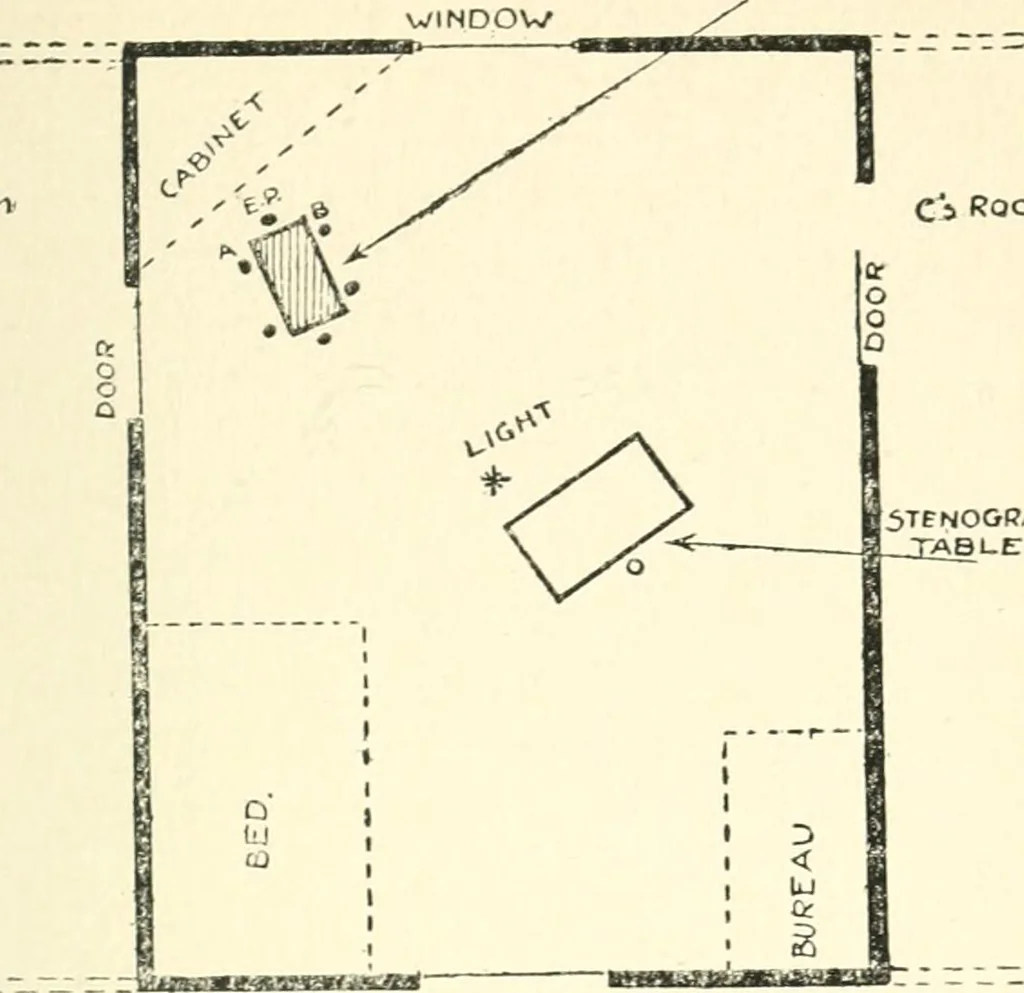 An illustration from Eusapia Palladino and her phenomena, 1909, leaf 189