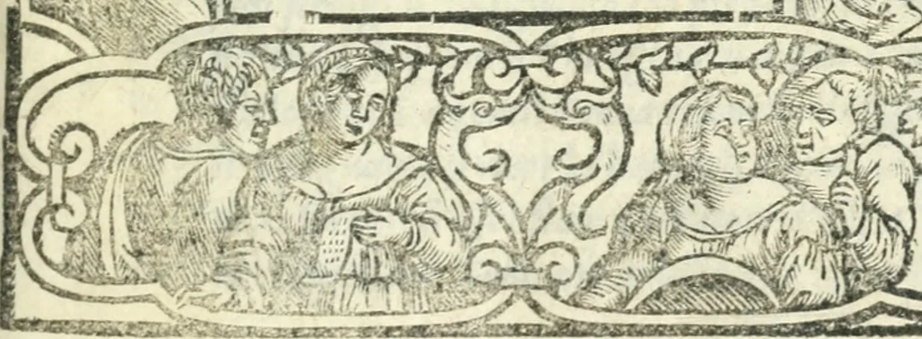 An illustration from Eutichia : comedia di Nicola Grasso Mantouano, intitolata Eutichia : nuouamente corretta, & con ogni diligenza stampata, 1530, leaf 8