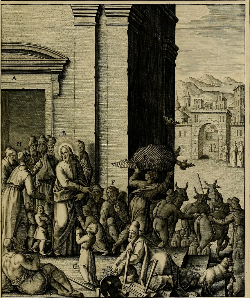 An illustration from Evangelicae historiae imagines : ex ordine euangeliorum, quae toto anno in missae sacrificio recitantur, in ordinem temporis vitae Christi digestae, 1593, leaf 190